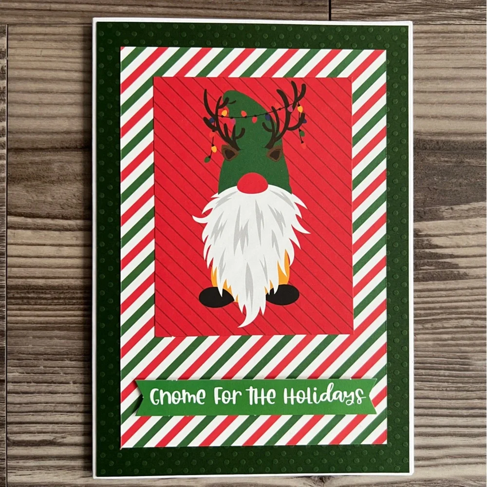 Handmade Christmas Holiday Gnome Greeting Cards Set of 12 5”x7” With Envelopes